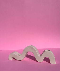 Good Times Creative - The Wave |Beige Candle Holder| Jesmonite Candle Holder: Beige